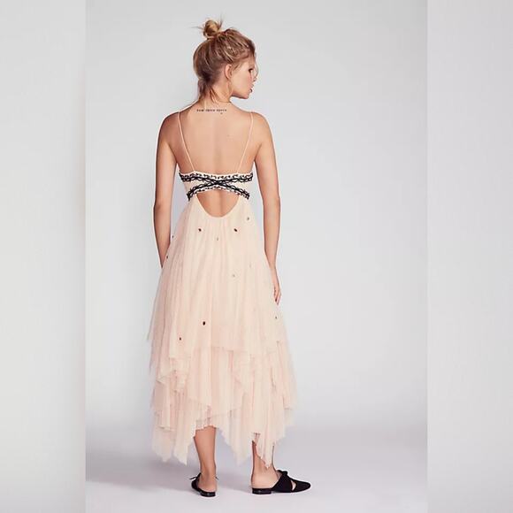 Free People Wildflower Embellished Maxi Dress - Nude - Size 0 - Picture 3 of 12